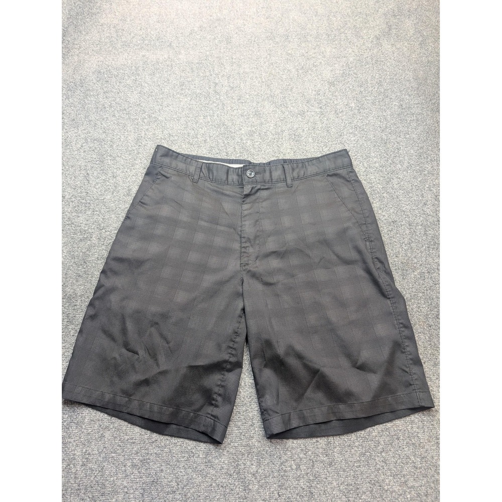 Greg Norman For Tasso Elba Shorts Mens 34 Black Check Golf Performance Stretch